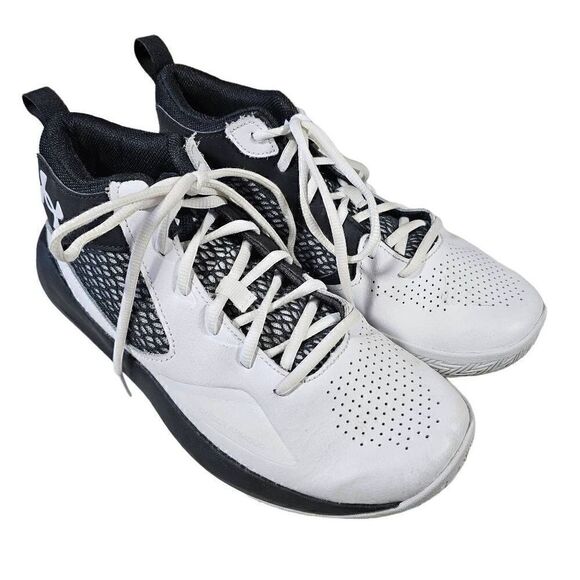 Under Armour Unisex White Black Lockdown 5 Athletic Basketball Shoes Sz M8/W9.5 - Picture 1 of 8